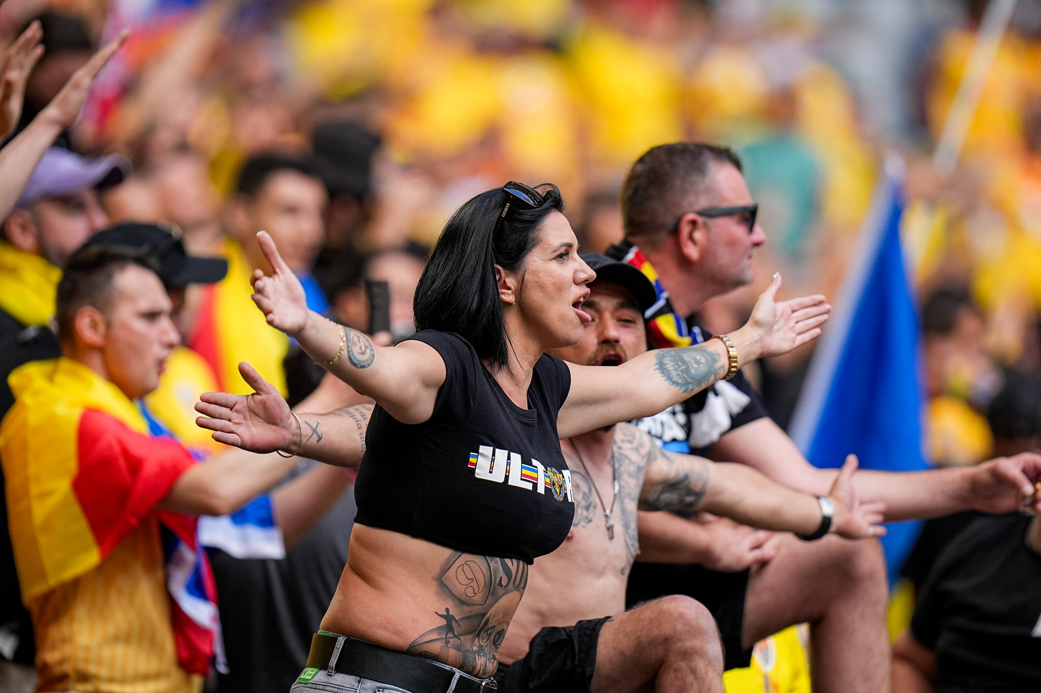 Suporteri ai nationalei Romaniei, Romania - Tarile de Jos 0-3, optimile EURO 2024 // © Marius Tudor