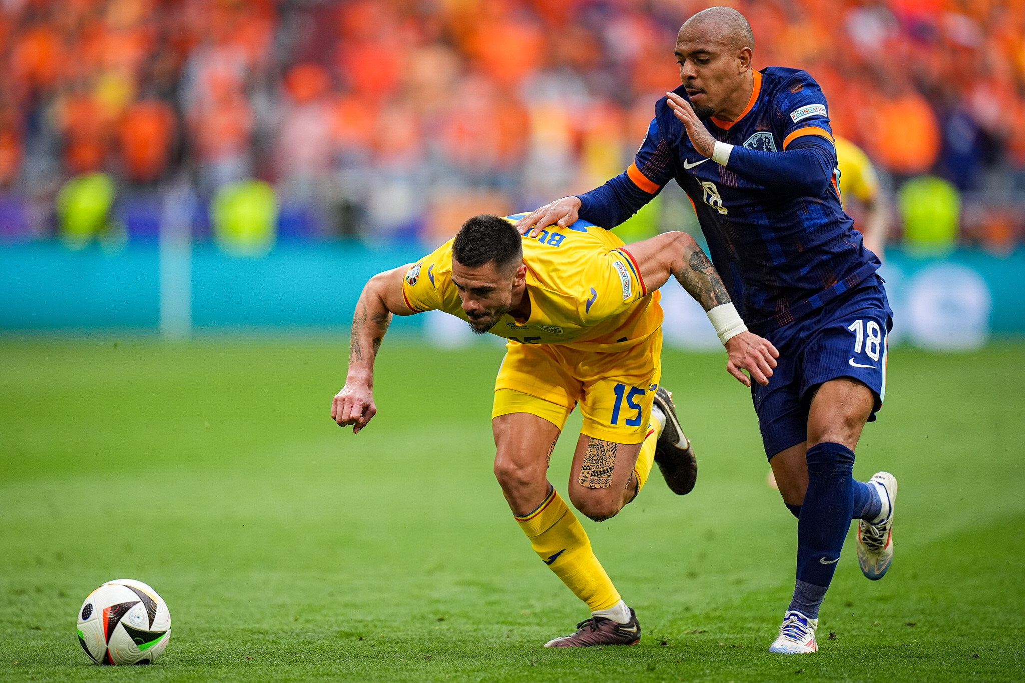 Faza de joc Romania - Tarile de Jos 0-3, optimile EURO 2024 // © Marius Tudor